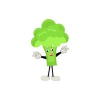 Broccoli mascot cartoon in vector. Cute happy smiling broccoli vegetable set collection. Vector flat cartoon character illustration icon design. content, happy, green smile, cheerful Face Emotion.