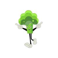 Broccoli mascot cartoon in vector. Cute happy smiling broccoli vegetable set collection. Vector flat cartoon character illustration icon design. content, happy, green smile, cheerful Face Emotion.