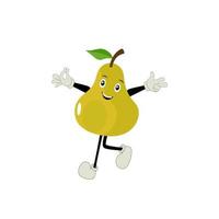 Pear fruit cartoon. Cute vector set of pear fruit character in different action emotion. Collection of pear characters in different expressions, Funny fruit mascot.