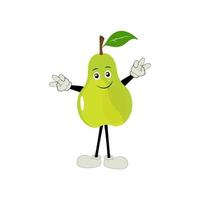 Pear fruit cartoon. Cute vector set of pear fruit character in different action emotion. Collection of pear characters in different expressions, Funny fruit mascot.