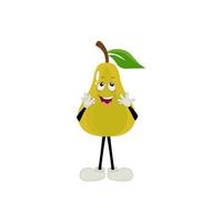 Pear fruit cartoon. Cute vector set of pear fruit character in different action emotion. Collection of pear characters in different expressions, Funny fruit mascot.