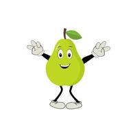 Pear fruit cartoon. Cute vector set of pear fruit character in different action emotion. Collection of pear characters in different expressions, Funny fruit mascot.