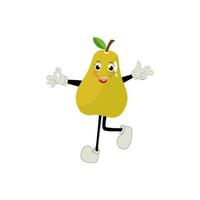 Pear fruit cartoon. Cute vector set of pear fruit character in different action emotion. Collection of pear characters in different expressions, Funny fruit mascot.