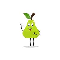 Pear fruit cartoon. Cute vector set of pear fruit character in different action emotion. Collection of pear characters in different expressions, Funny fruit mascot.