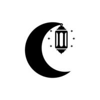 Islamic Lanterns Illustration Design, Islamic Silhouette Decoration Template Vector. Ornament Islamic Ramadan Lantern Symbol. Flat arabic icon black and white, outline vector