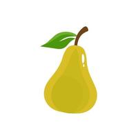 Pear icon vector illustration. Green colorful pear fruit icon isolated on white background. Cartoon flat design. Vector illustration.