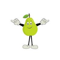 Pear fruit cartoon. Cute vector set of pear fruit character in different action emotion. Collection of pear characters in different expressions, Funny fruit mascot.