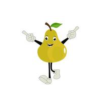 Pear fruit cartoon. Cute vector set of pear fruit character in different action emotion. Collection of pear characters in different expressions, Funny fruit mascot.