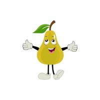 Pear fruit cartoon. Cute vector set of pear fruit character in different action emotion. Collection of pear characters in different expressions, Funny fruit mascot.