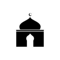 Mosque simple icon, islamic worship place, muslim symbols, vector illustration. Flat mosque icon design vector, mosque silhouette. Hajj, umrah, ramadhan kareem, ied mubarak