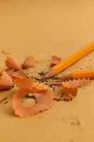 Pencil Sharpener on Wooden Background photo