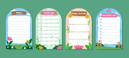 Journal Spring Themed Template with Vibrant FLower vector