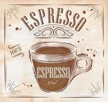 Poster coffee espresso in vintage style drawing with chalk on the blackboard vector