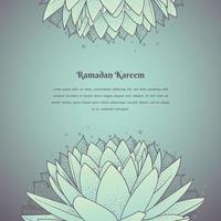 Islamic background with lotus in hand drawn design for ramadan kareem or eid mubarak template vector