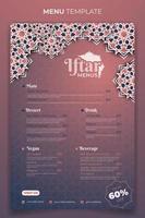 Iftar menu for ramadan kareem food menu with ornamental background design vector