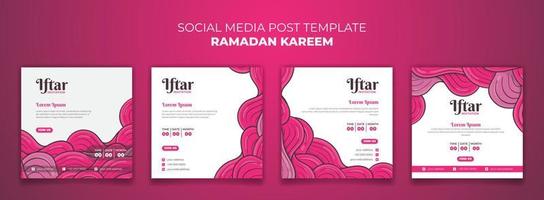 Social media post template with hand drawn background design in pink and white vector