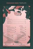 Ramadan iftar menu template design for restaurant menu at ramadan kareem event vector