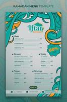 Ramadan Iftar menu template design with hand drawn ornamental design vector