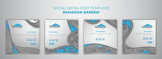 conjunto de social medios de comunicación enviar modelo con mano dibujado de floral antecedentes para Ramadán kareem diseño vector