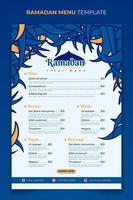 Ramadán iftar menú modelo con césped diseño en azul blanco antecedentes vector