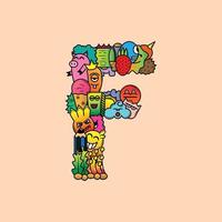 Letter F Doodle Art Logo vector