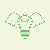 Green Elephant Bulb Logo vector