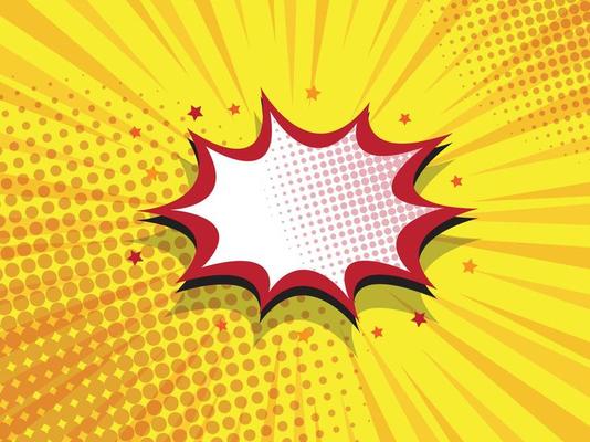 abstract comic book, pop art cartoon background with blank speech bubble