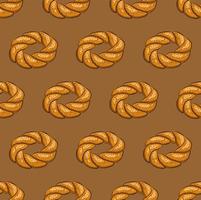 BEIGE SEAMLESS VECTOR BACKGROUND WITH DELICIOUS TURKISH SIMITS