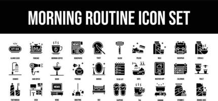 Thin line icons Perfect pixel Morning Routine glyph iconset vector