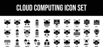 Thin line icons Perfect pixel Cloud Computing glyph icon set vector