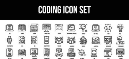 Thin line icons Perfect pixel coding icon set vector