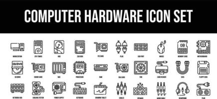 Thin line icons Perfect pixel Computer Hardware icon set vector