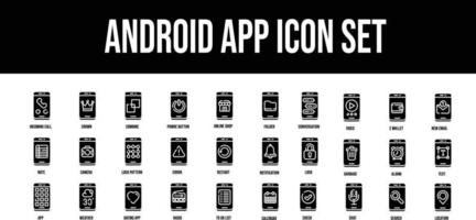 anddroid app stroke outline icons set vector