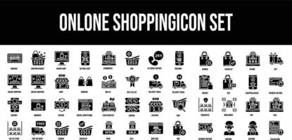 Online Shopping stroke outline icons set vector