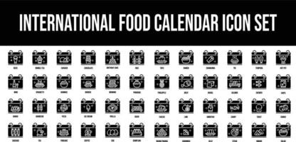 Internation Food Calendar stroke outline icons set vector