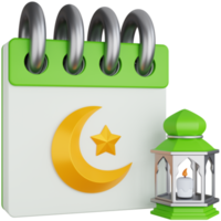 3d icono ilustración Ramadán calendario con linterna luces png