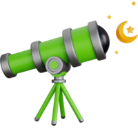 3d ikon illustration teleskop observera stjärna måne png