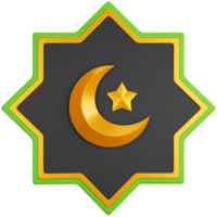 3D Icon Illustration Crescent And Star Symbol png