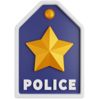 3d icono ilustración uno estrella policía rango png