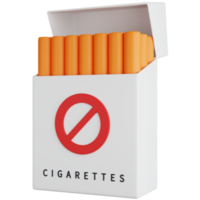 3d icono ilustración cigarrillo envoltura con prohibición firmar png