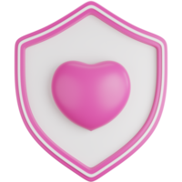 3d ikon illustration rosa skydda med hjärta png