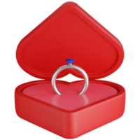 3d icono ilustración corazón conformado anillo caja png