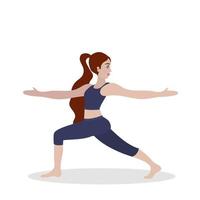 Woman exercising yoga. Vector illustration in flat cartoon style, concept illustration for healthy lifestyle, sport, exercising.
