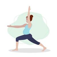 embarazada mujer hacer ejercicio yoga. ilustración en plano dibujos animados estilo, concepto ilustración para sano estilo de vida, deporte, haciendo ejercicio vector