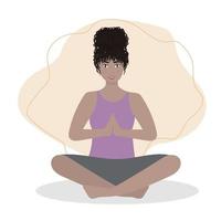 mujer hacer ejercicio yoga. vector ilustración en plano dibujos animados estilo, concepto ilustración para sano estilo de vida, deporte, haciendo ejercicio