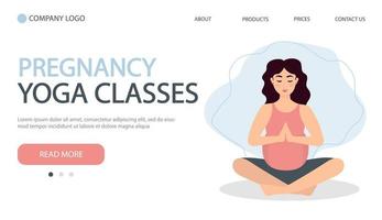 embarazada mujer hacer ejercicio yoga. concepto ilustración para sano estilo de vida, deporte, haciendo ejercicio hogar página bandera vector