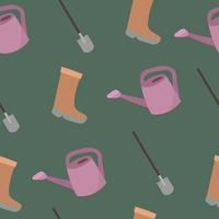 Spring concept. Seamless pattern of set of gardening tools. vector