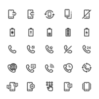 Icon set - phone and calling outline stroke png