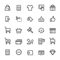 Icon set - shopping and commerce outline stroke png