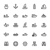 Icon set - boat and ship outline stroke png